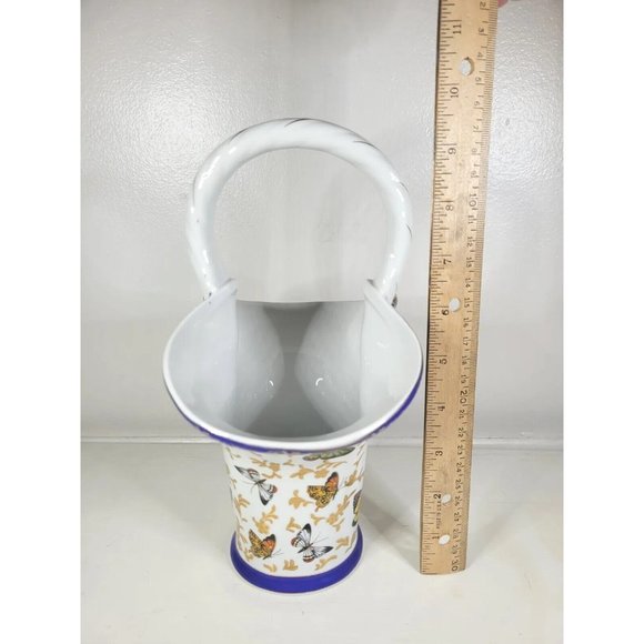 Formalities by Baum Bros Butterfly Collection Ceramic Flared Vase w Gold Accents - Picture 3 of 6